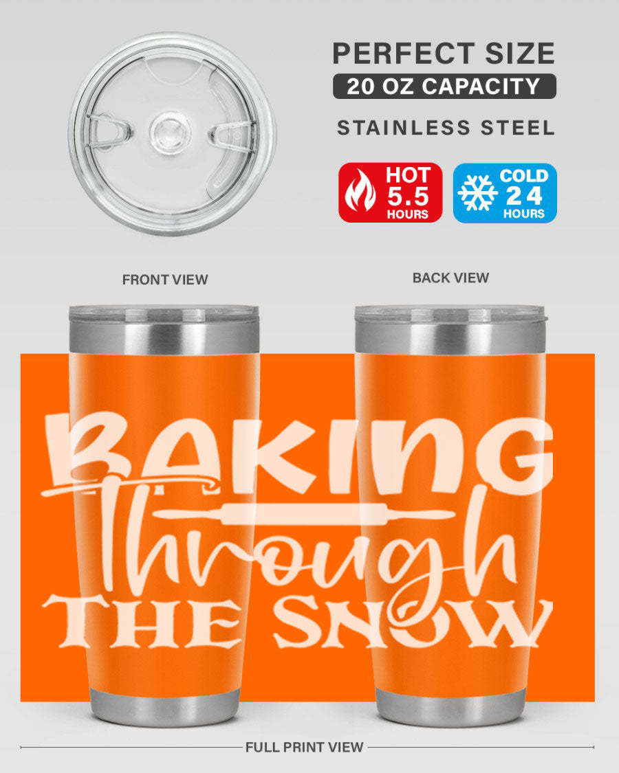 Baking Through the Snow 52# Tumbler, a stylish double wall vacuum stainless steel tumbler with a copper lining, perfect for hot and cold beverages.