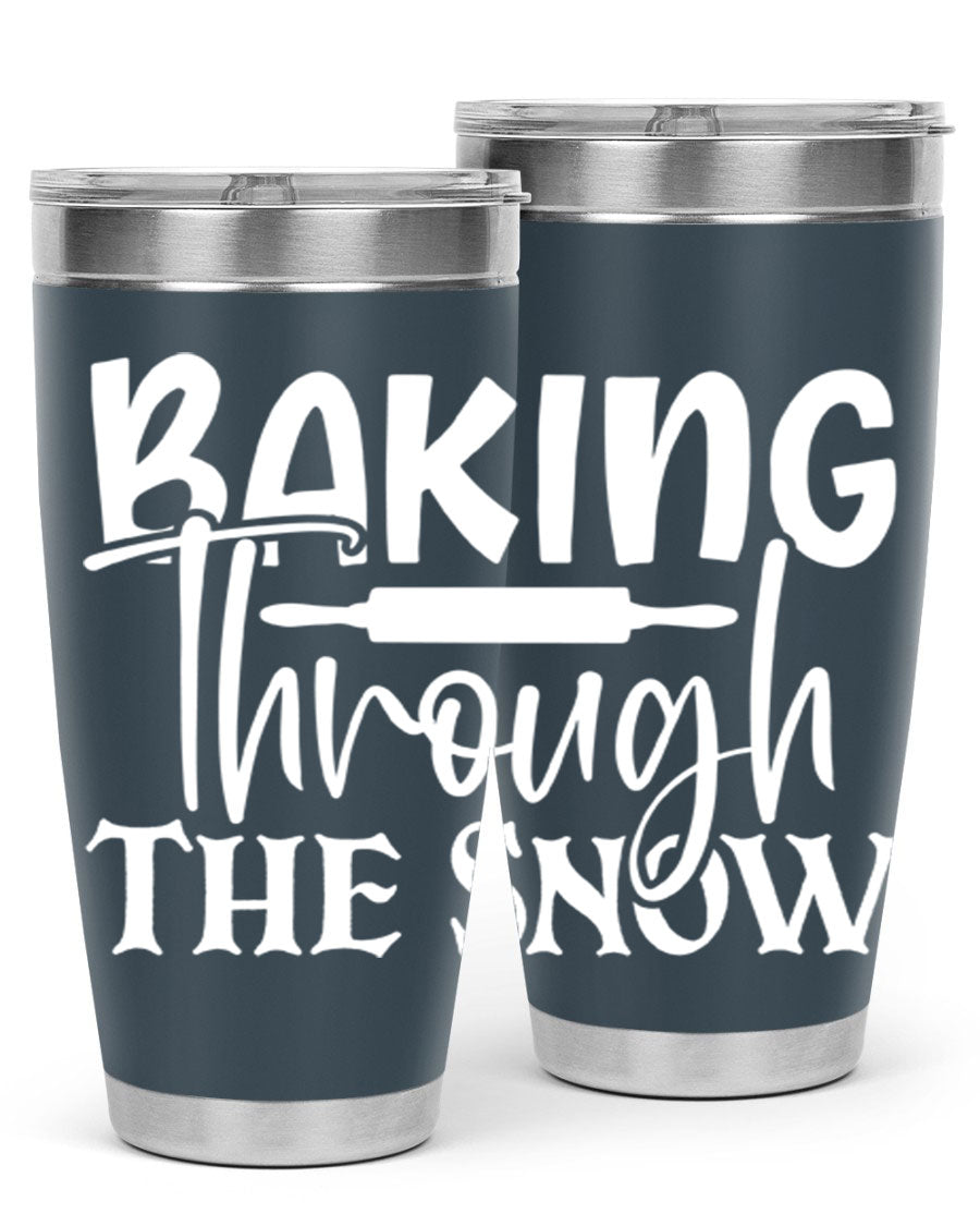 Baking Through the Snow 52# Tumbler, a stylish double wall vacuum stainless steel tumbler with a copper lining, perfect for hot and cold beverages.