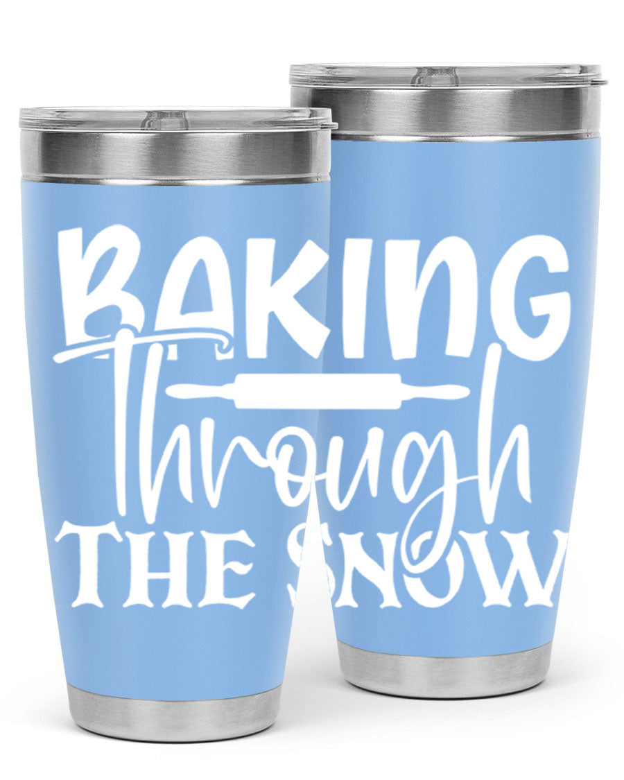 Baking Through the Snow 52# Tumbler, a stylish double wall vacuum stainless steel tumbler with a copper lining, perfect for hot and cold beverages.