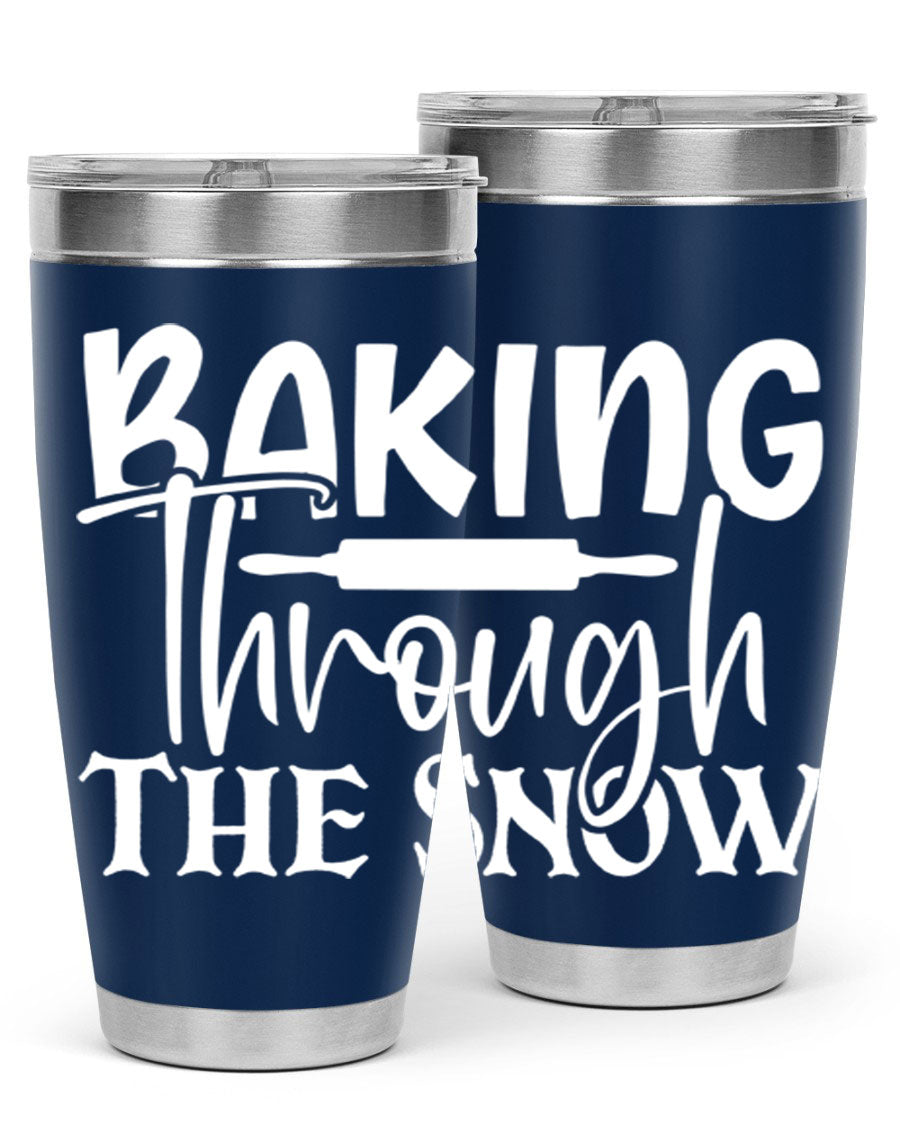 Baking Through the Snow 52# Tumbler, a stylish double wall vacuum stainless steel tumbler with a copper lining, perfect for hot and cold beverages.