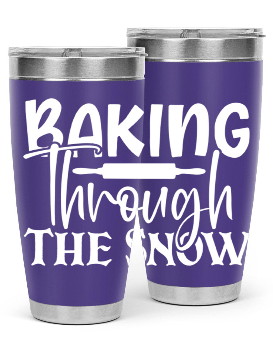 Baking Through the Snow 52# Tumbler, a stylish double wall vacuum stainless steel tumbler with a copper lining, perfect for hot and cold beverages.