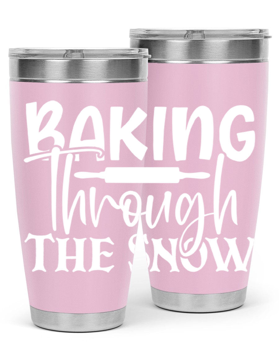 Baking Through the Snow 52# Tumbler, a stylish double wall vacuum stainless steel tumbler with a copper lining, perfect for hot and cold beverages.