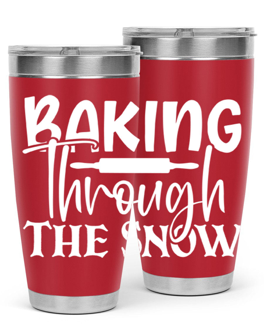 Baking Through the Snow 52# Tumbler, a stylish double wall vacuum stainless steel tumbler with a copper lining, perfect for hot and cold beverages.