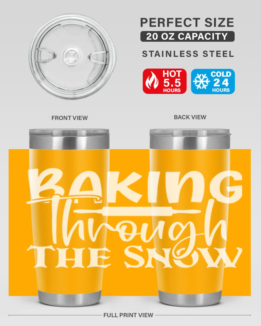 Baking Through the Snow 52# Tumbler, a stylish double wall vacuum stainless steel tumbler with a copper lining, perfect for hot and cold beverages.
