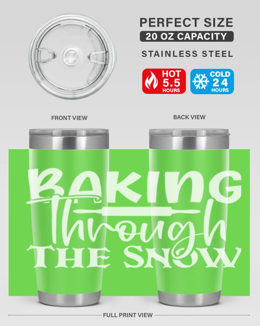 Baking Through the Snow 52# Tumbler, a stylish double wall vacuum stainless steel tumbler with a copper lining, perfect for hot and cold beverages.