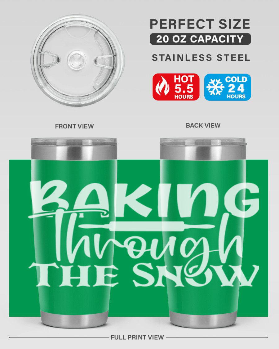 Baking Through the Snow 52# Tumbler, a stylish double wall vacuum stainless steel tumbler with a copper lining, perfect for hot and cold beverages.