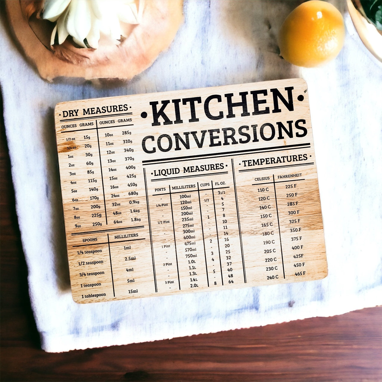 Bamboo Conversions 12.75x10" kitchen decor and cutting board, showcasing its dual functionality and natural bamboo finish.