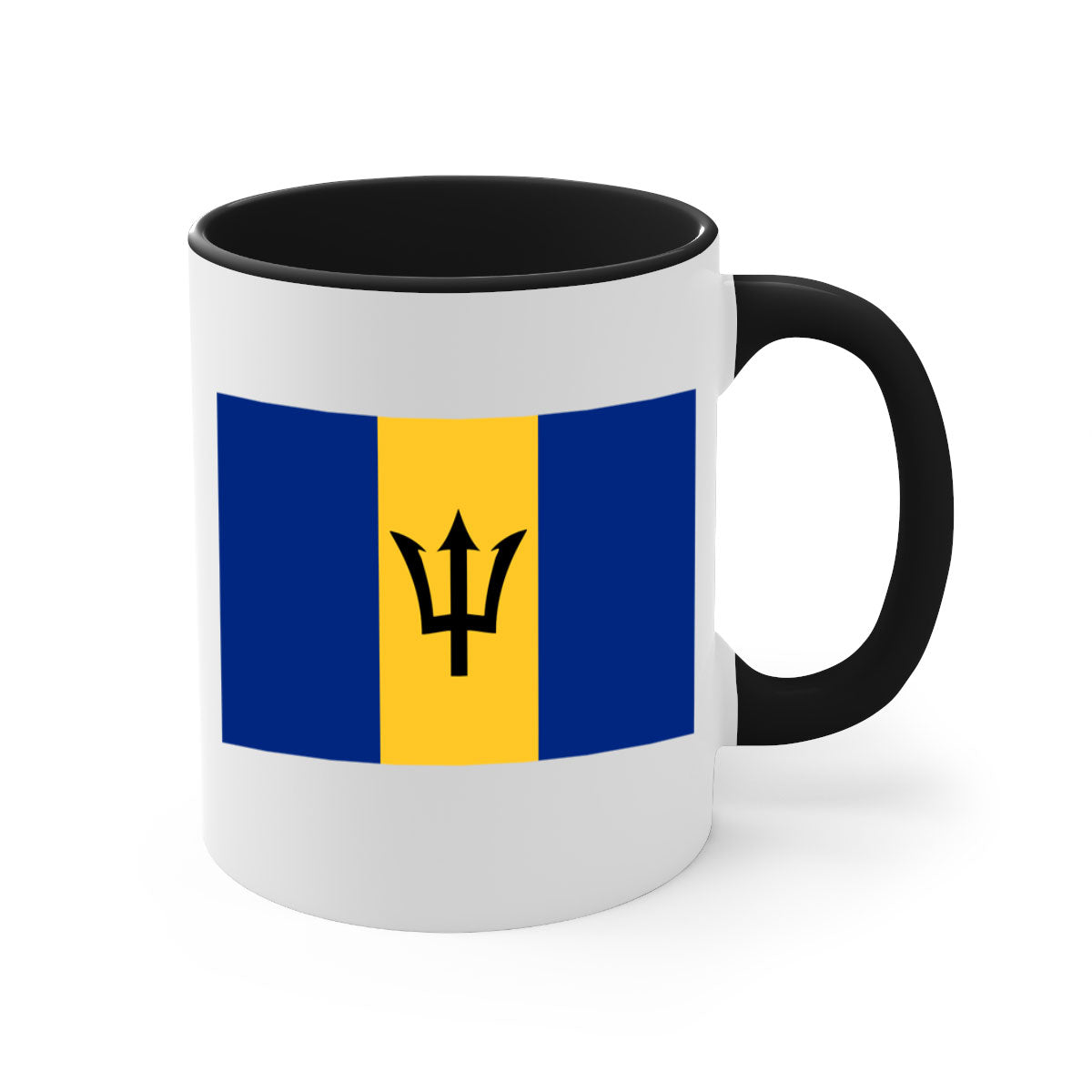 Barbados 183# Mug featuring a glossy finish with a colorful handle and interior, available in two sizes.