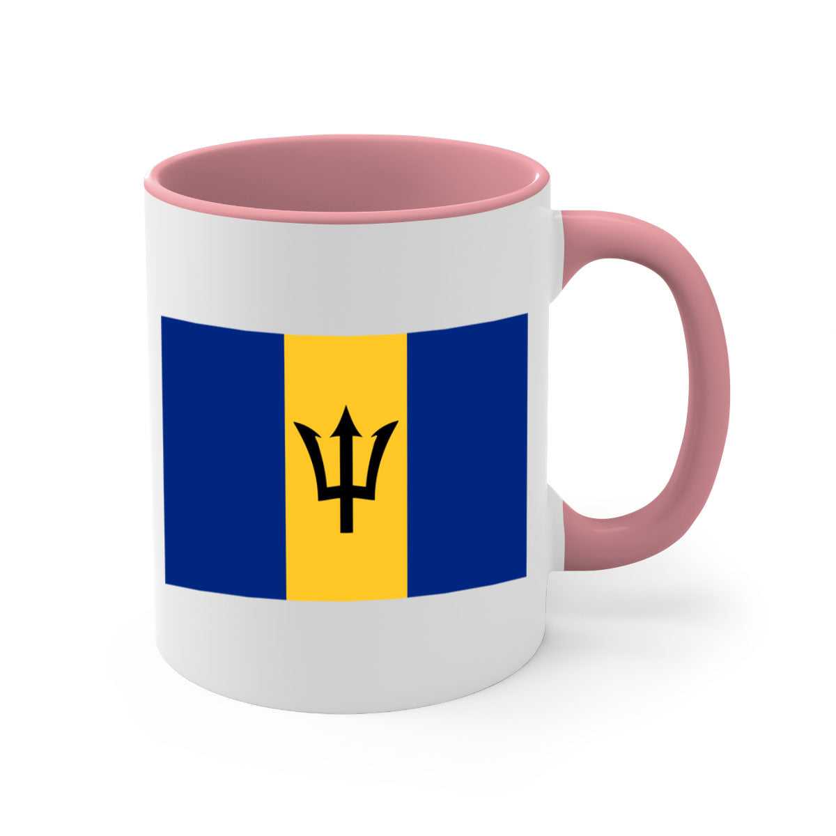 Barbados 183# Mug featuring a glossy finish with a colorful handle and interior, available in two sizes.