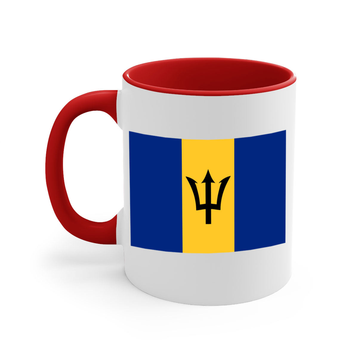Barbados 183# Mug featuring a glossy finish with a colorful handle and interior, available in two sizes.