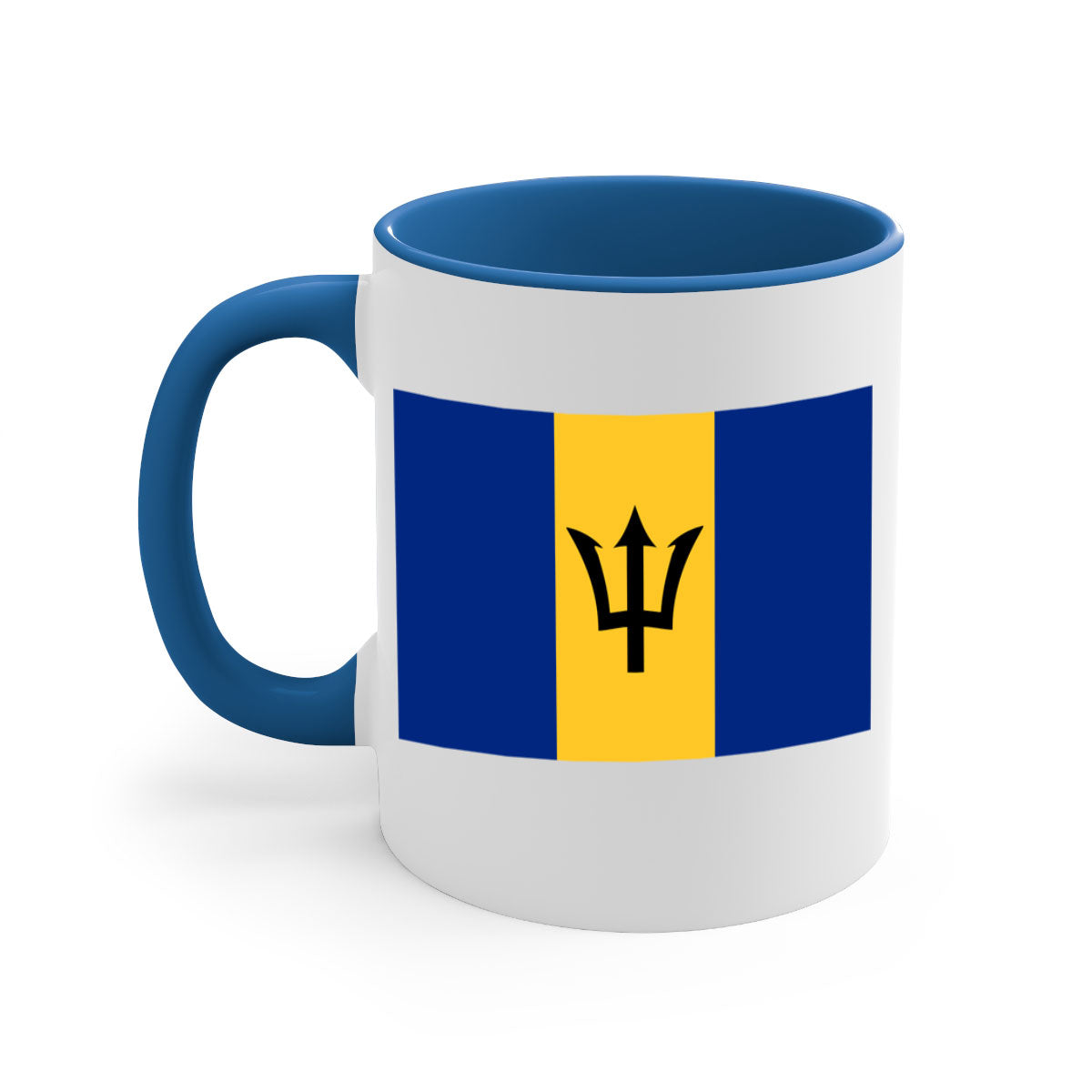 Barbados 183# Mug featuring a glossy finish with a colorful handle and interior, available in two sizes.