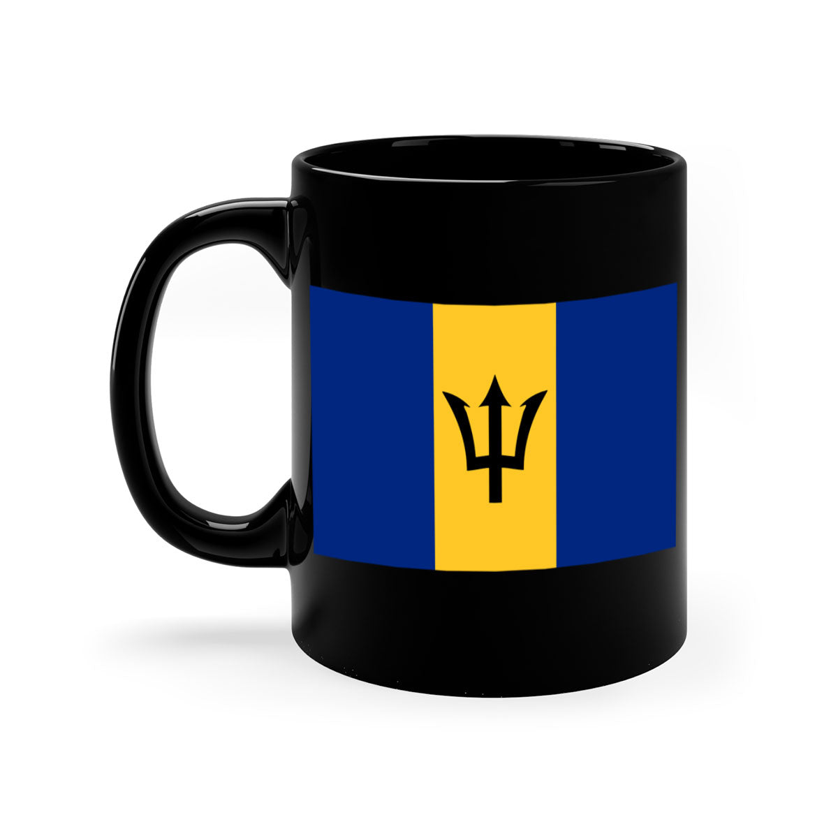 Barbados 183# Mug featuring a glossy finish with a colorful handle and interior, available in two sizes.