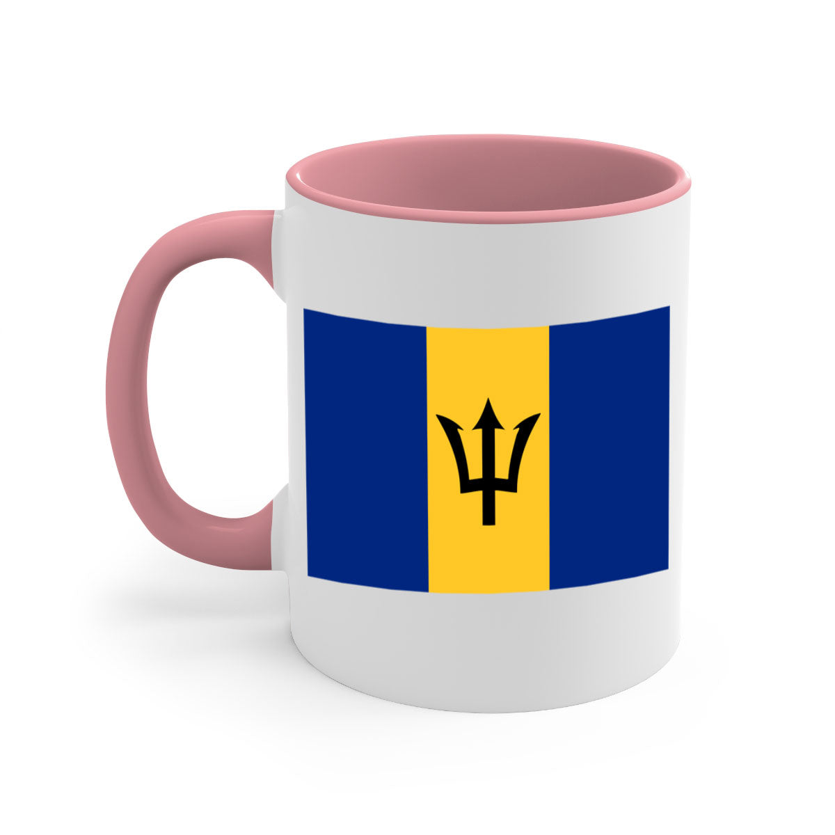 Barbados 183# Mug featuring a glossy finish with a colorful handle and interior, available in two sizes.