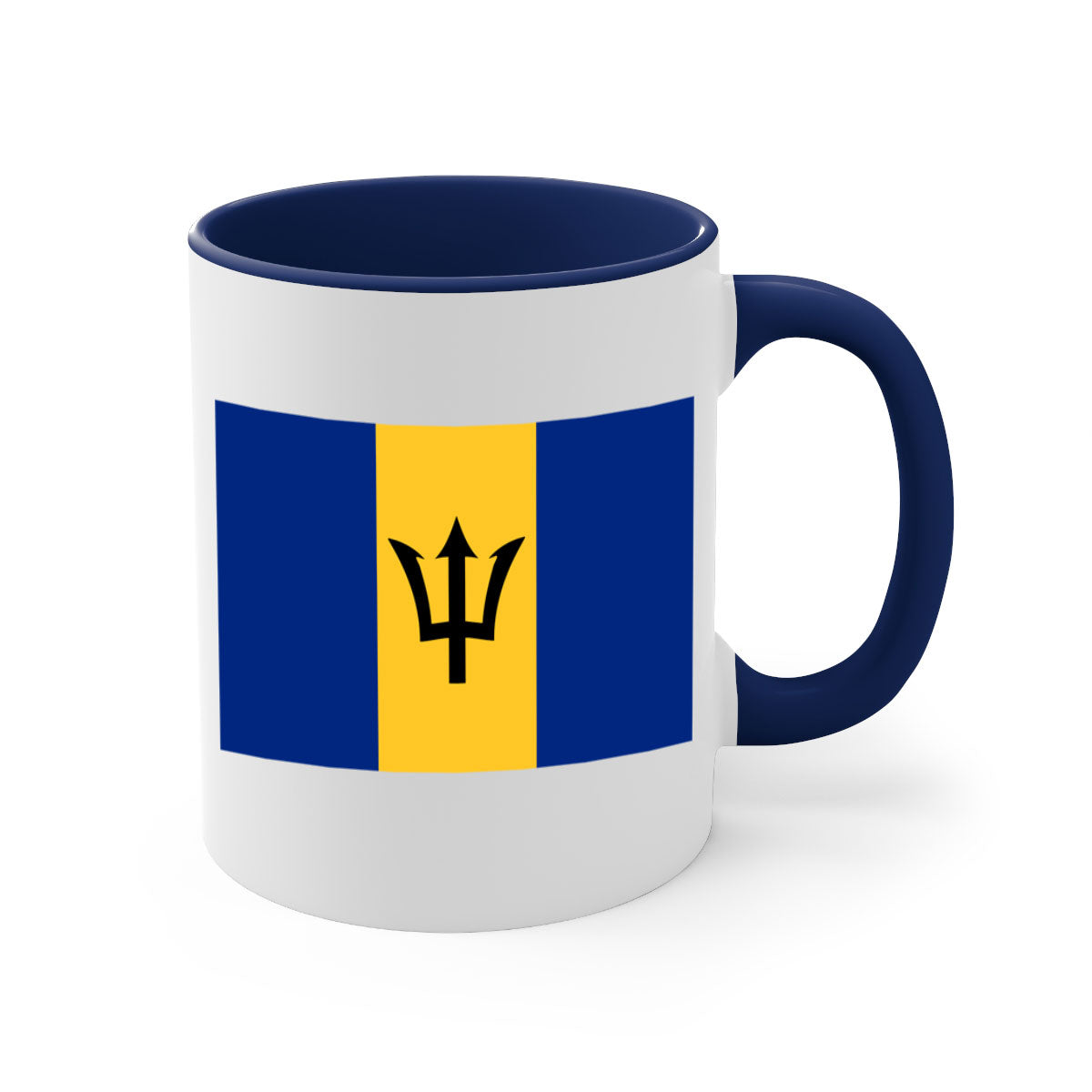 Barbados 183# Mug featuring a glossy finish with a colorful handle and interior, available in two sizes.