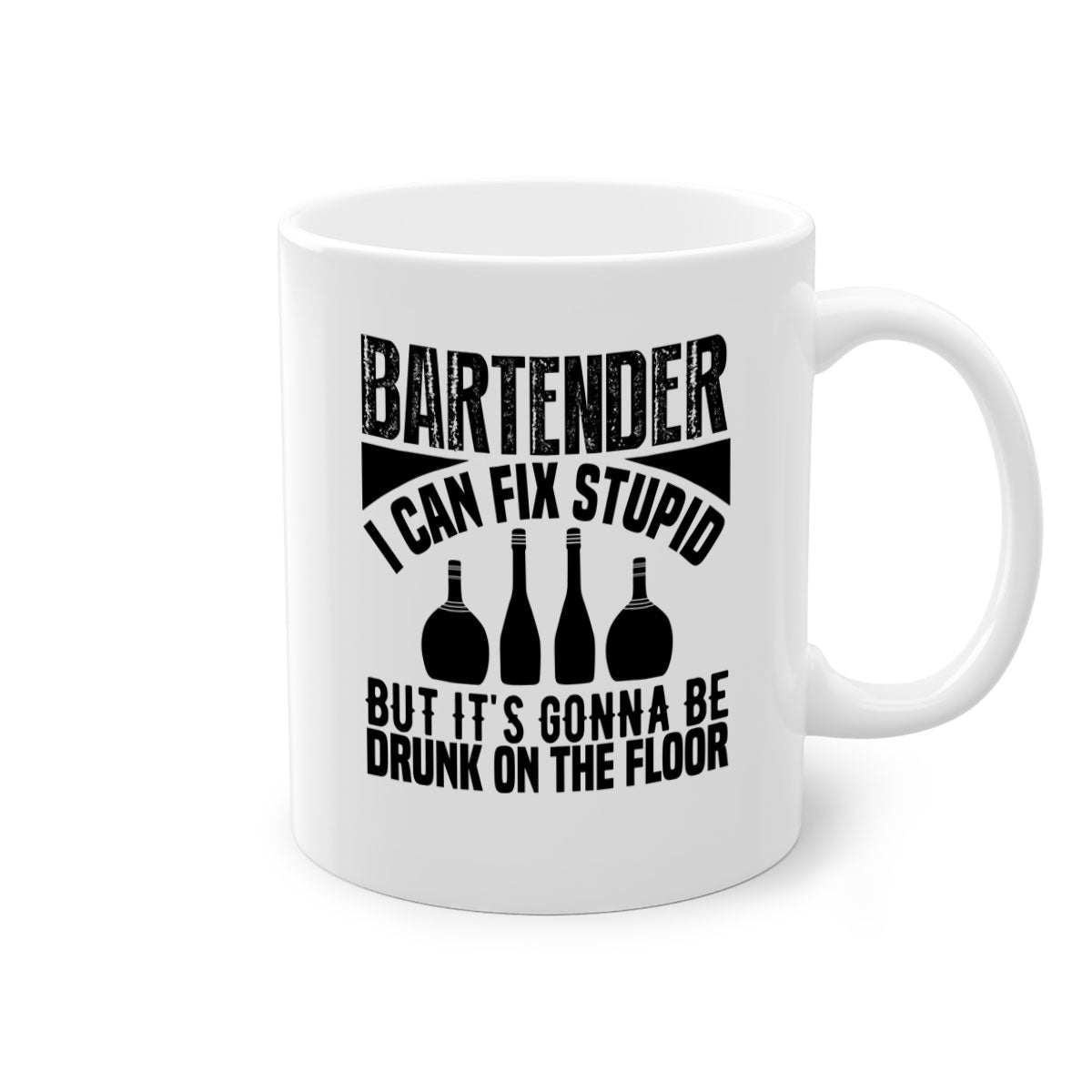 Bartender I Can Fix Style 9# Mug with colorful handle and glossy finish, available in multiple colors and sizes.