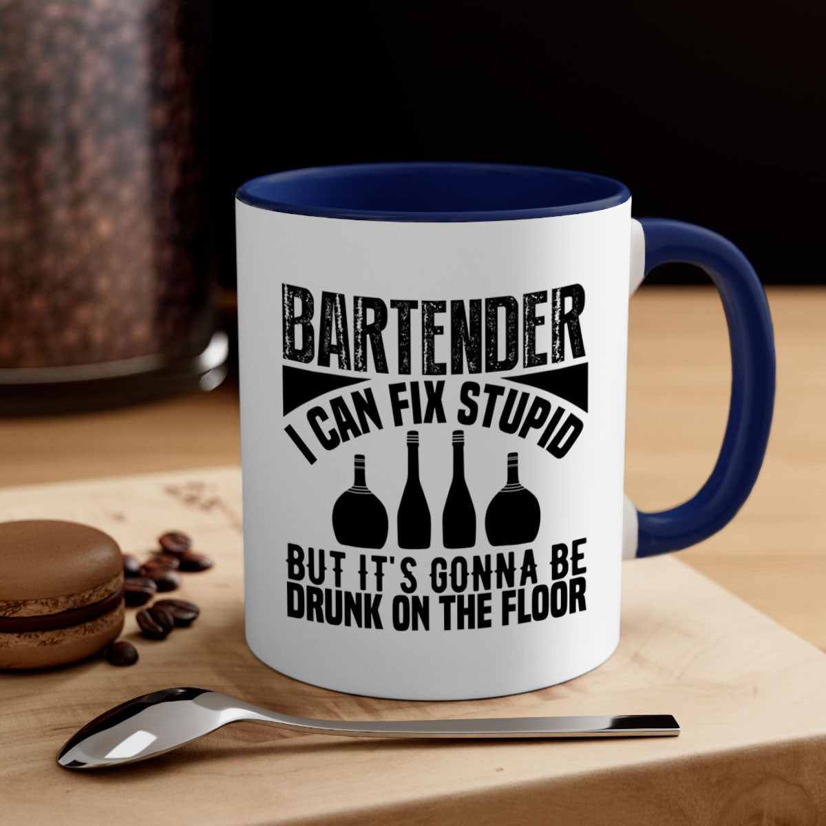 Bartender I Can Fix Style 9# Mug with colorful handle and glossy finish, available in multiple colors and sizes.