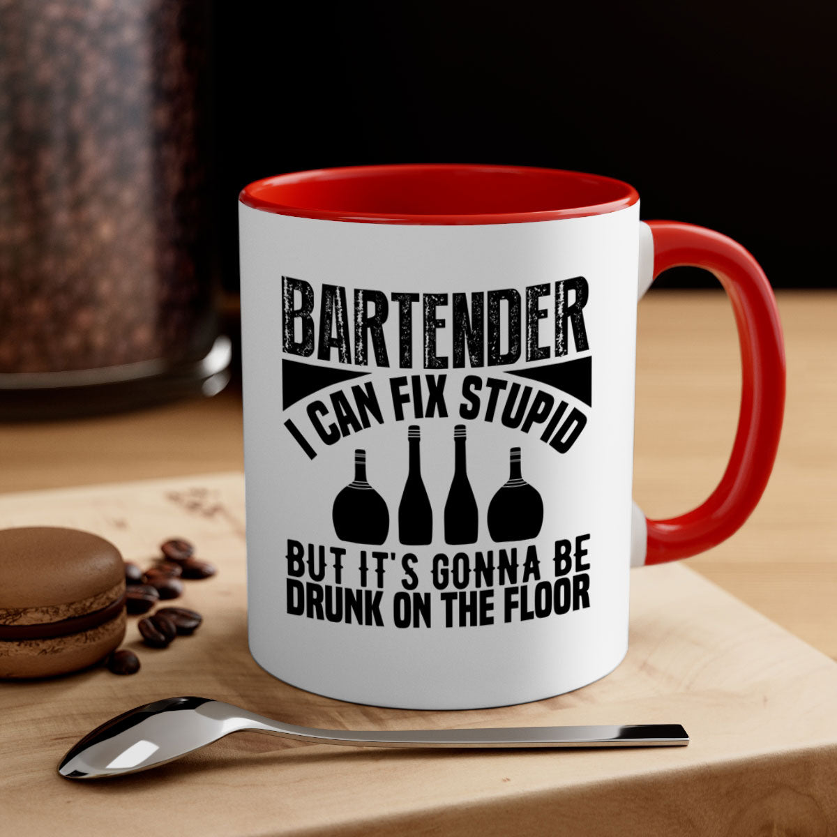 Bartender I Can Fix Style 9# Mug with colorful handle and glossy finish, available in multiple colors and sizes.