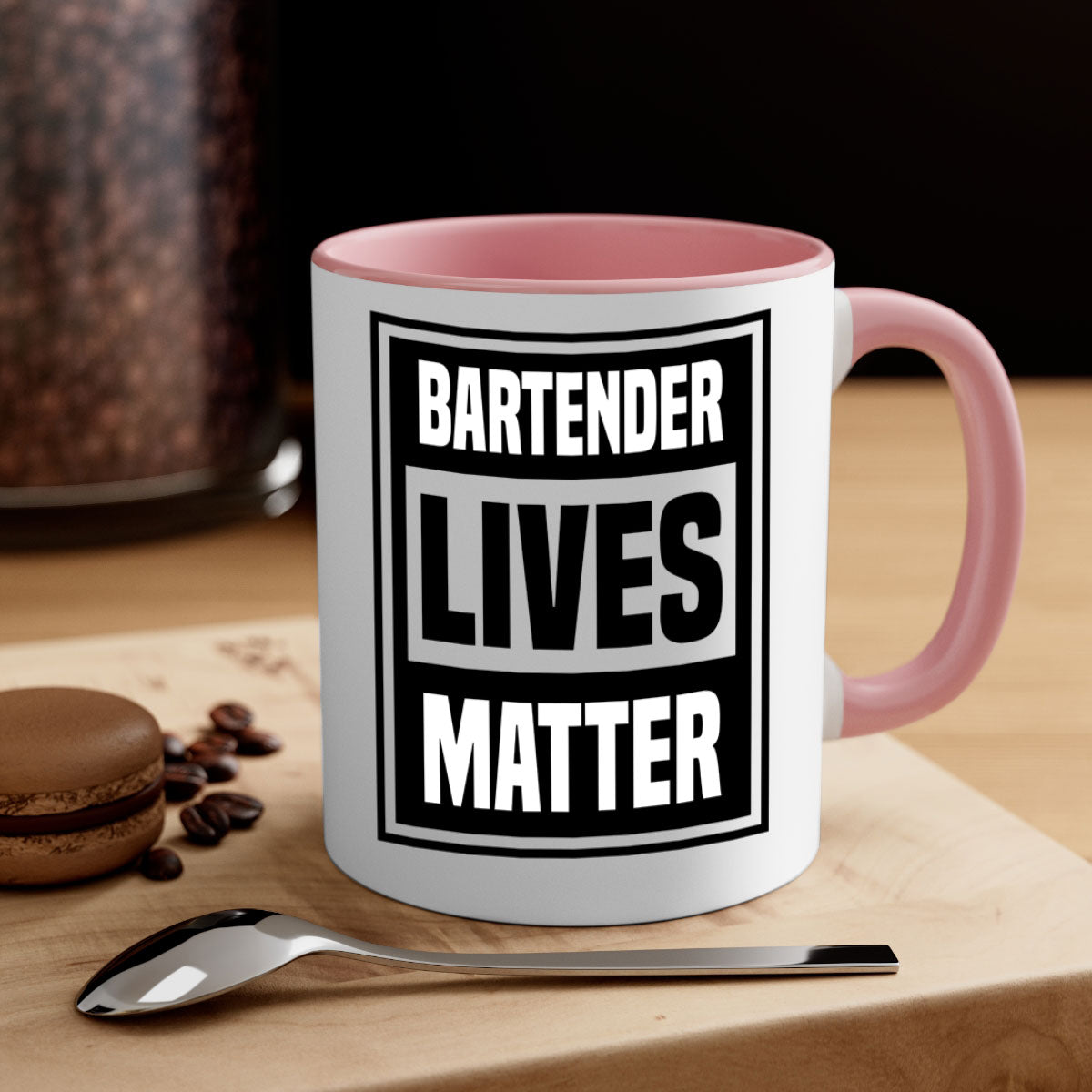 BARTENDER Style 7# Mug featuring a glossy finish, colored handle, and interior, available in multiple colors and sizes.