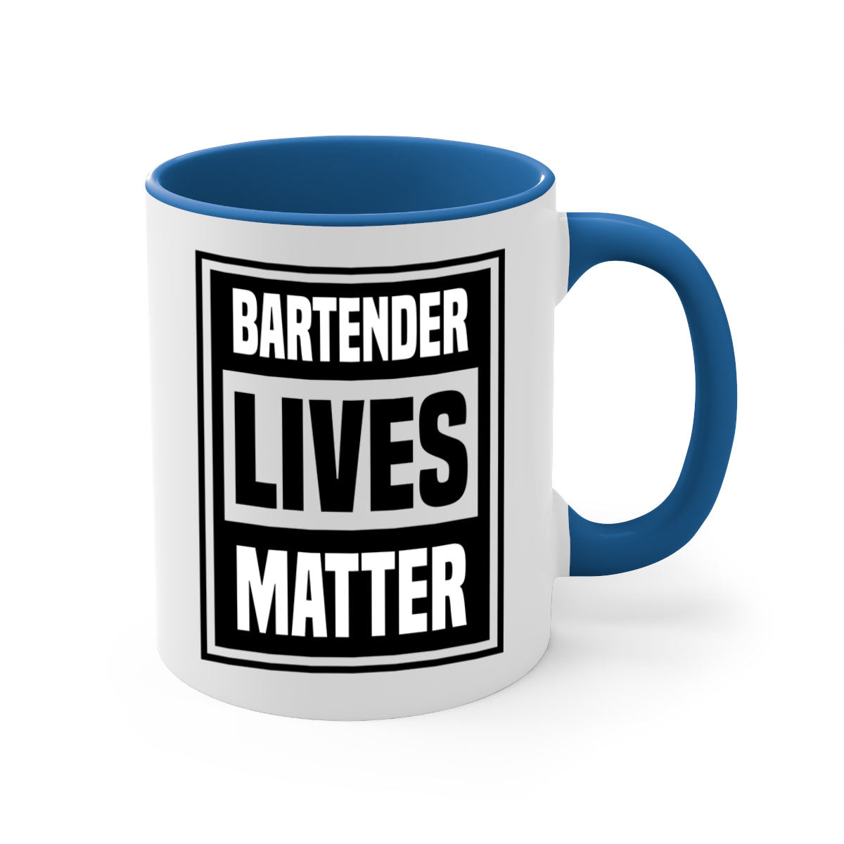 BARTENDER Style 7# Mug featuring a glossy finish, colored handle, and interior, available in multiple colors and sizes.