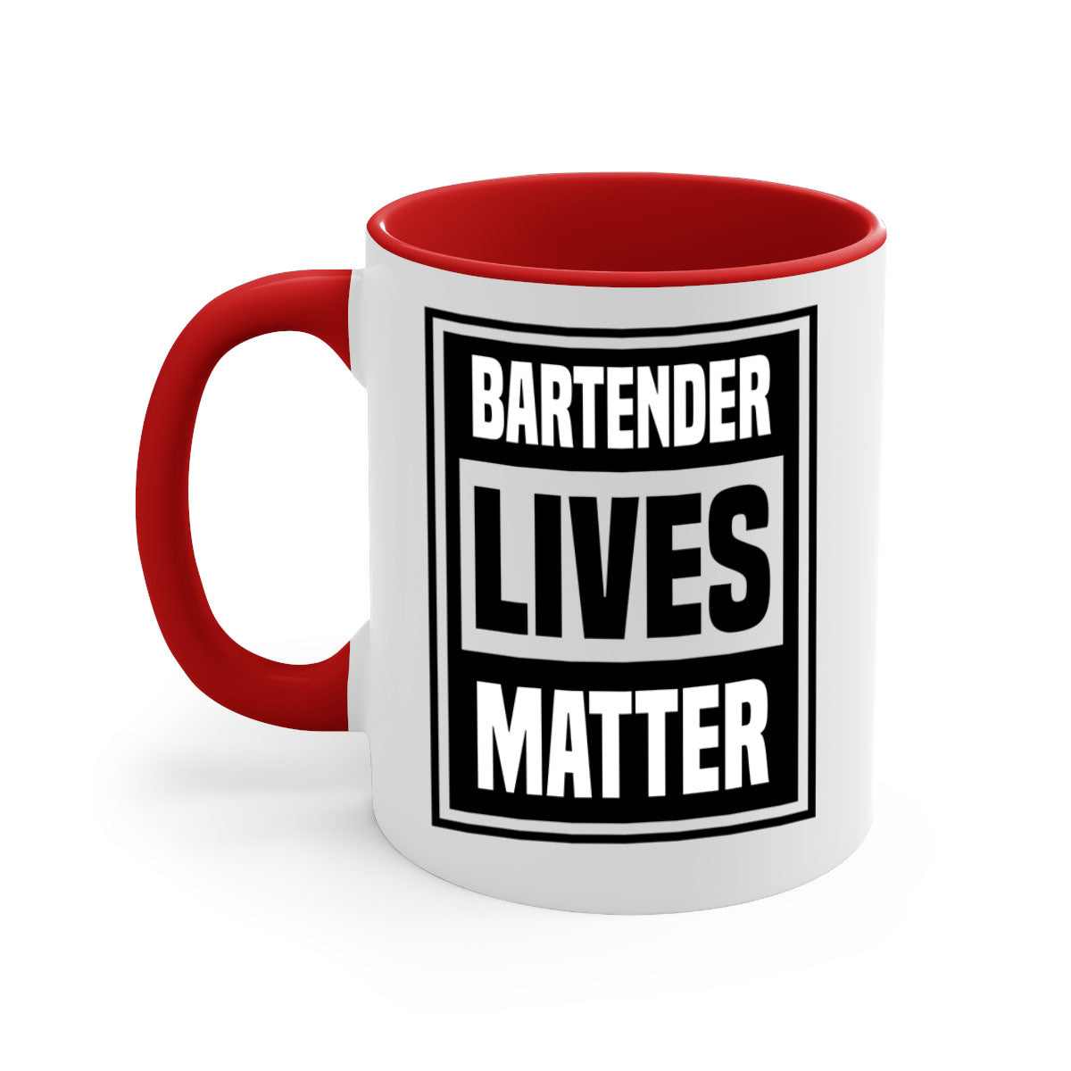 BARTENDER Style 7# Mug featuring a glossy finish, colored handle, and interior, available in multiple colors and sizes.