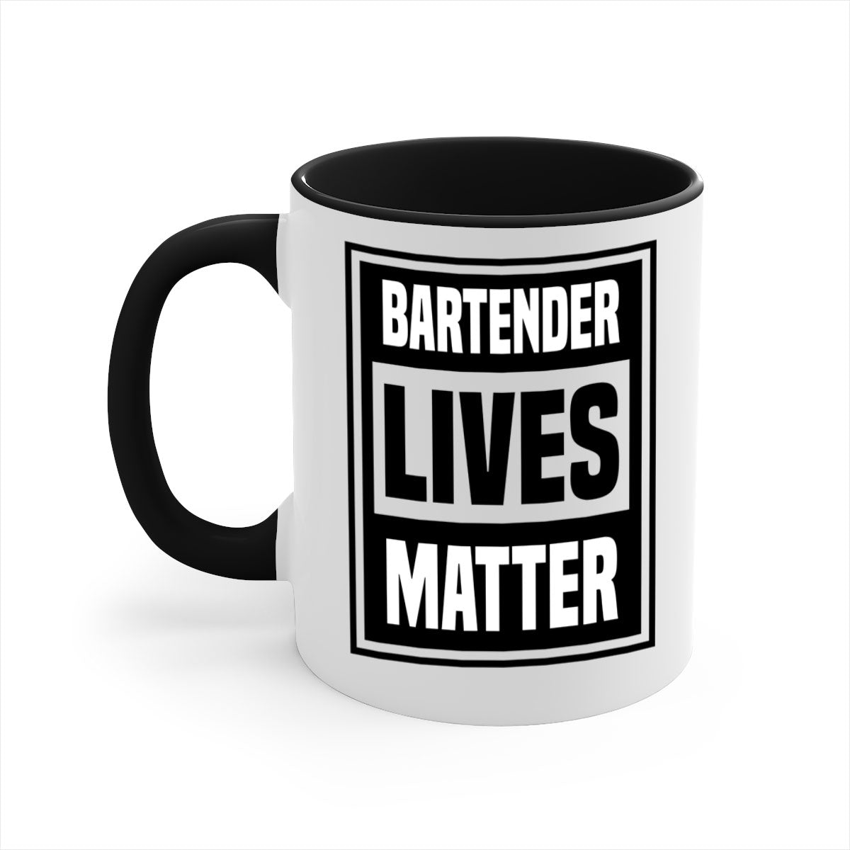 BARTENDER Style 7# Mug featuring a glossy finish, colored handle, and interior, available in multiple colors and sizes.