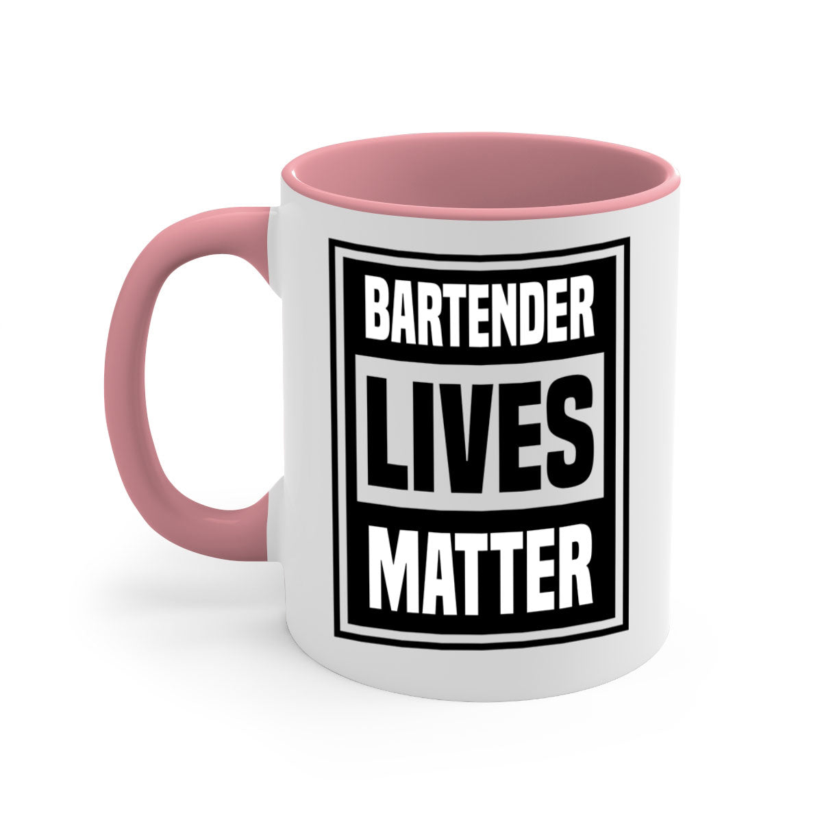 BARTENDER Style 7# Mug featuring a glossy finish, colored handle, and interior, available in multiple colors and sizes.
