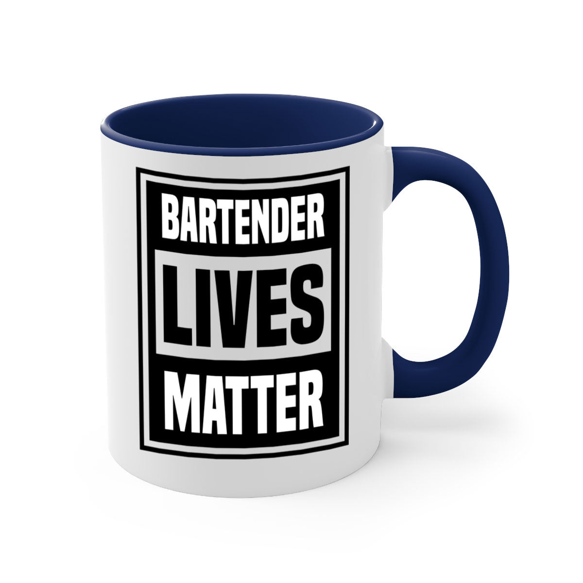 BARTENDER Style 7# Mug featuring a glossy finish, colored handle, and interior, available in multiple colors and sizes.