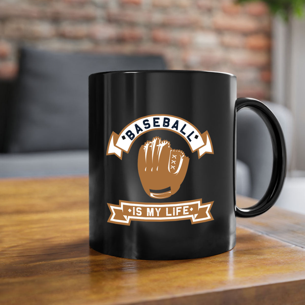 Baseball is 1445# Mug featuring a glossy finish, colored handle, and interior, available in multiple colors and sizes.