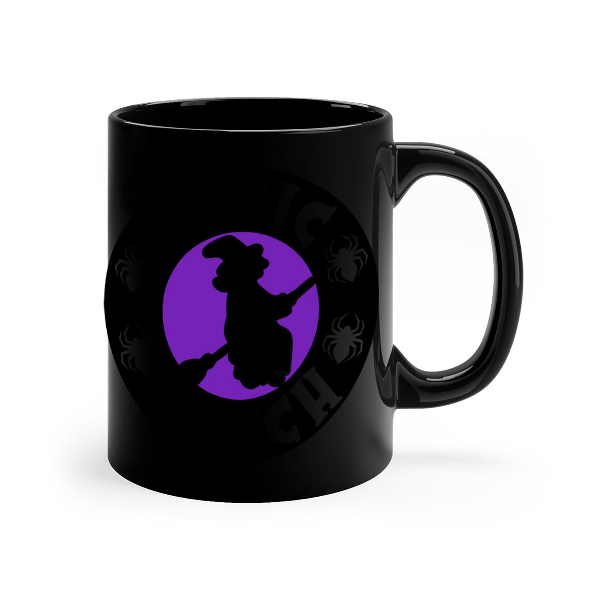 Basic Witch 91# Halloween Mug with colorful handle and glossy finish, available in multiple colors and sizes.