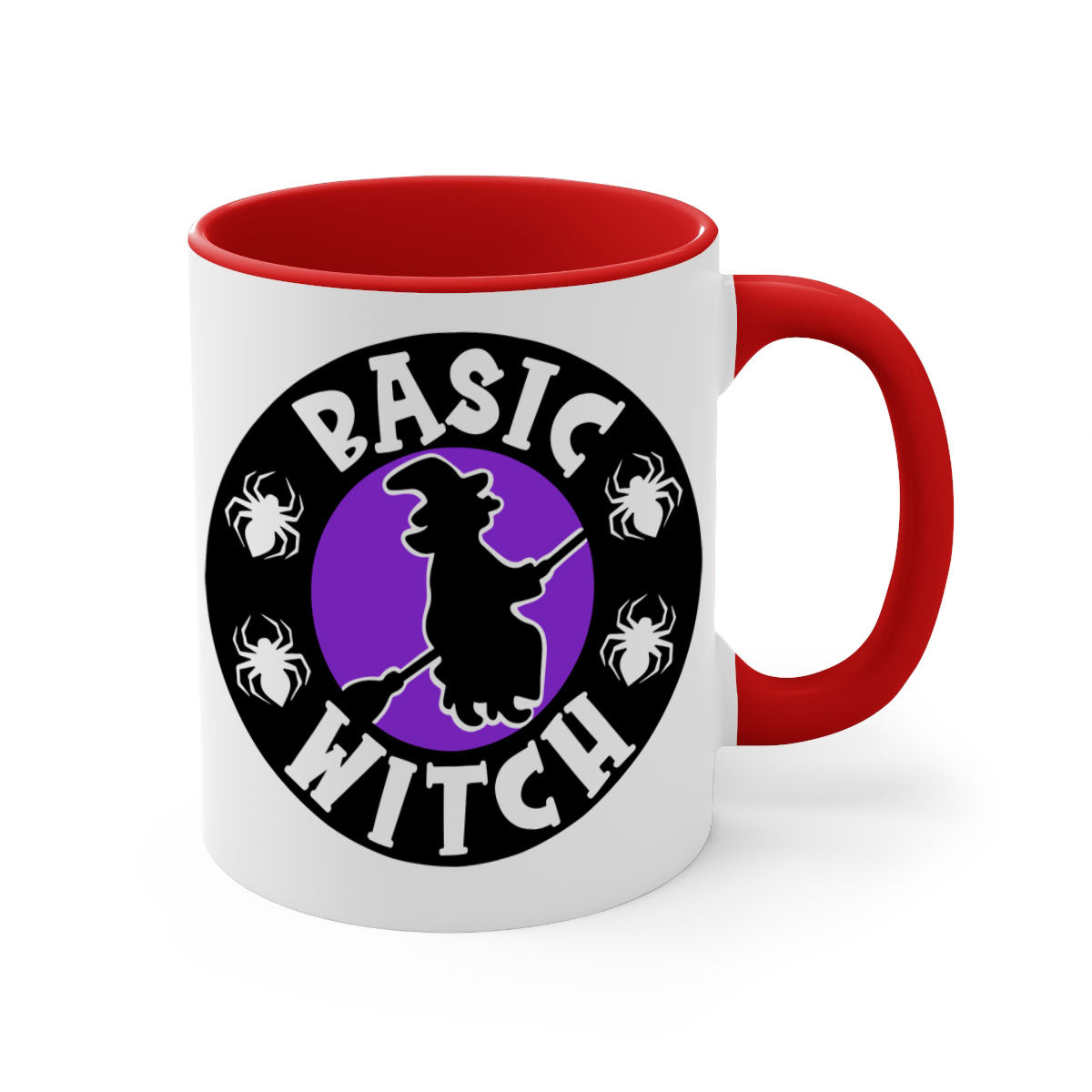 Basic Witch 91# Halloween Mug with colorful handle and glossy finish, available in multiple colors and sizes.