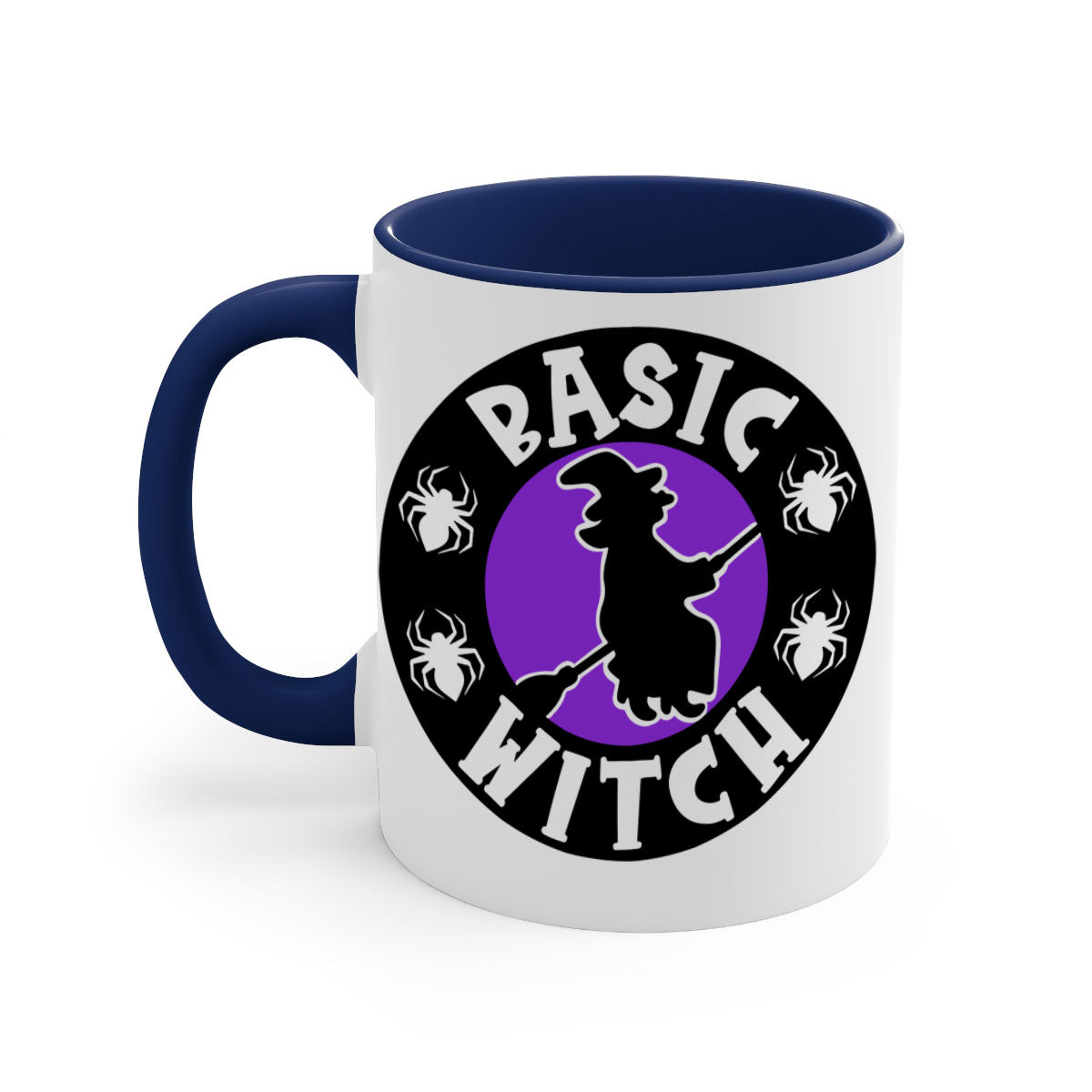 Basic Witch 91# Halloween Mug with colorful handle and glossy finish, available in multiple colors and sizes.