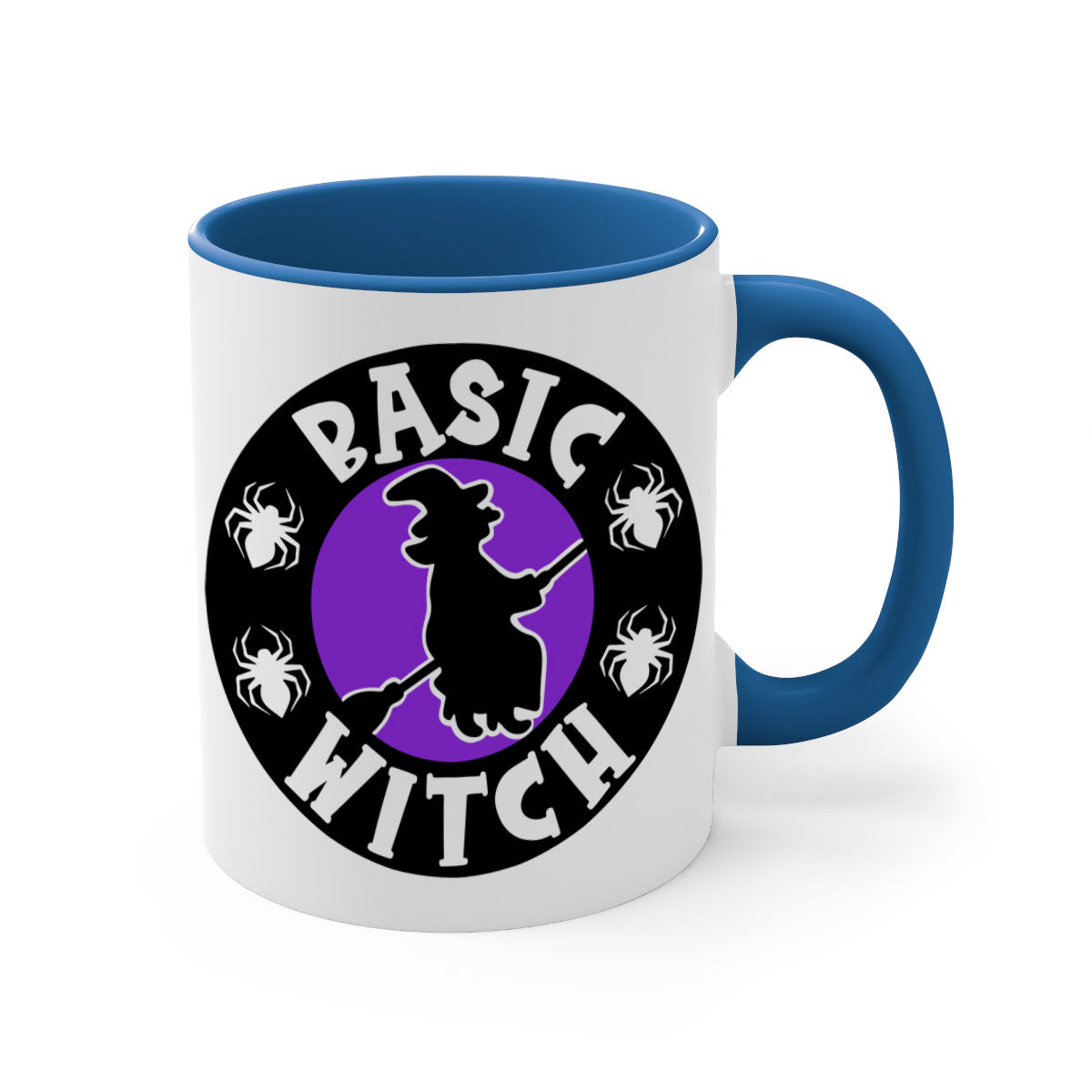 Basic Witch 91# Halloween Mug with colorful handle and glossy finish, available in multiple colors and sizes.