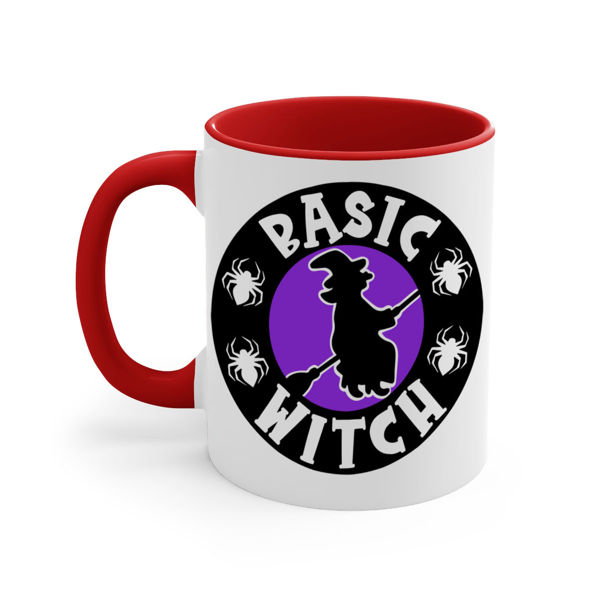 Basic Witch 91# Halloween Mug with colorful handle and glossy finish, available in multiple colors and sizes.