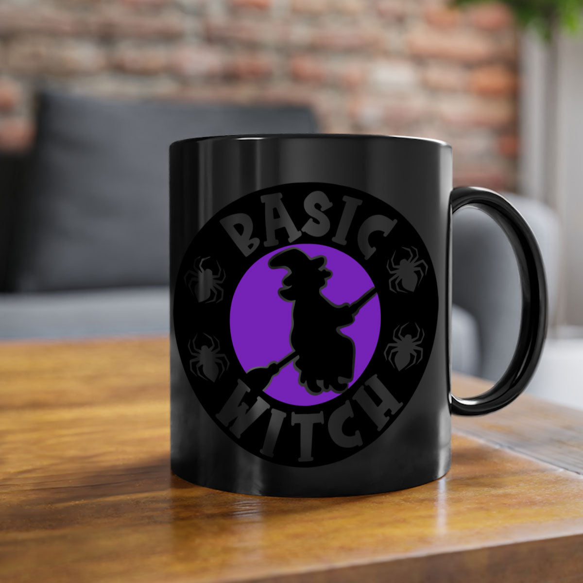 Basic Witch 91# Halloween Mug with colorful handle and glossy finish, available in multiple colors and sizes.