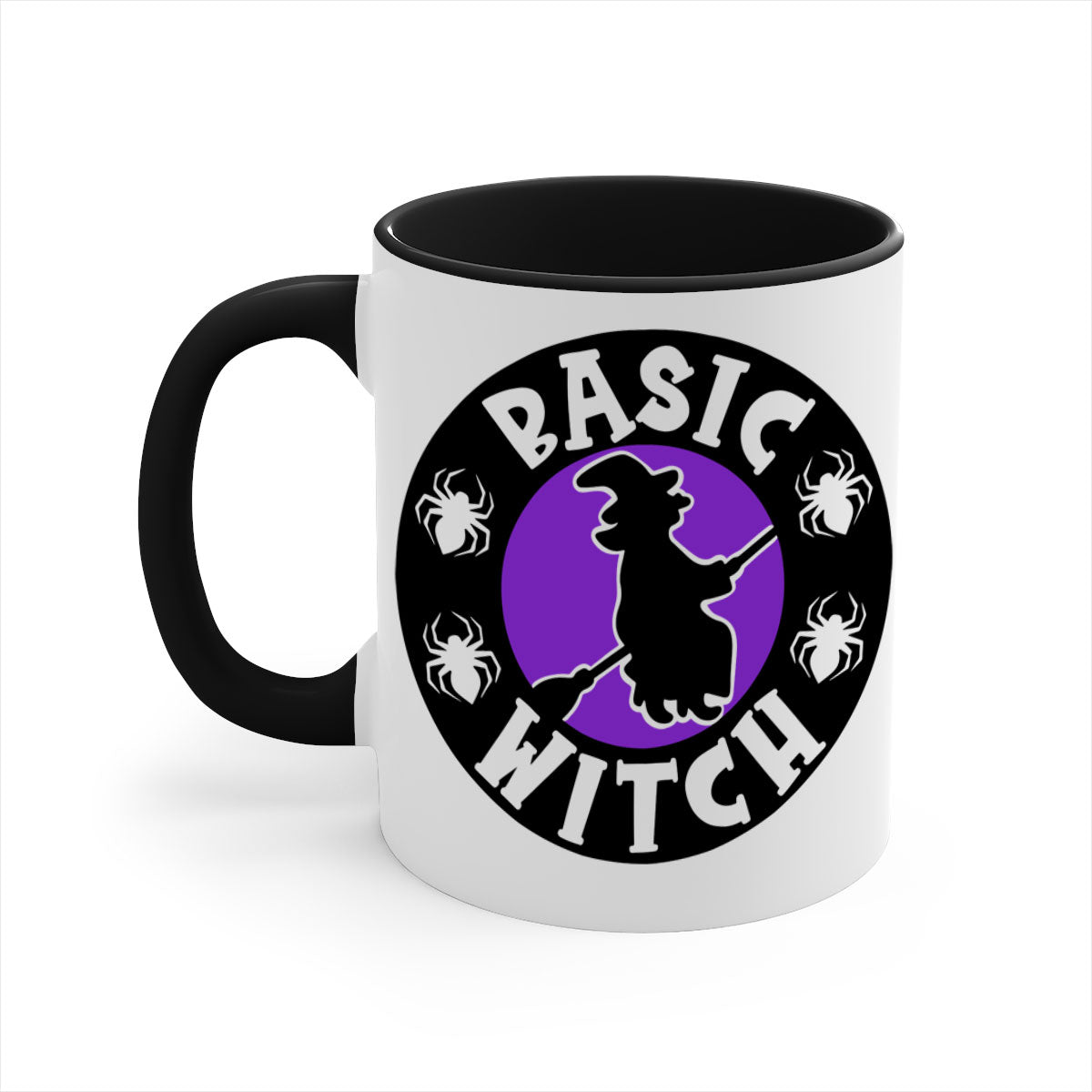 Basic Witch 91# Halloween Mug with colorful handle and glossy finish, available in multiple colors and sizes.