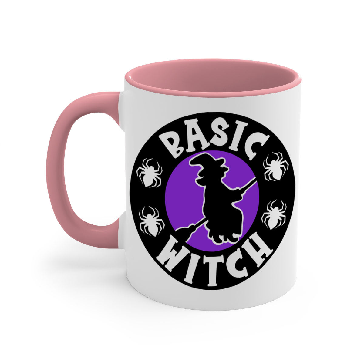 Basic Witch 91# Halloween Mug with colorful handle and glossy finish, available in multiple colors and sizes.