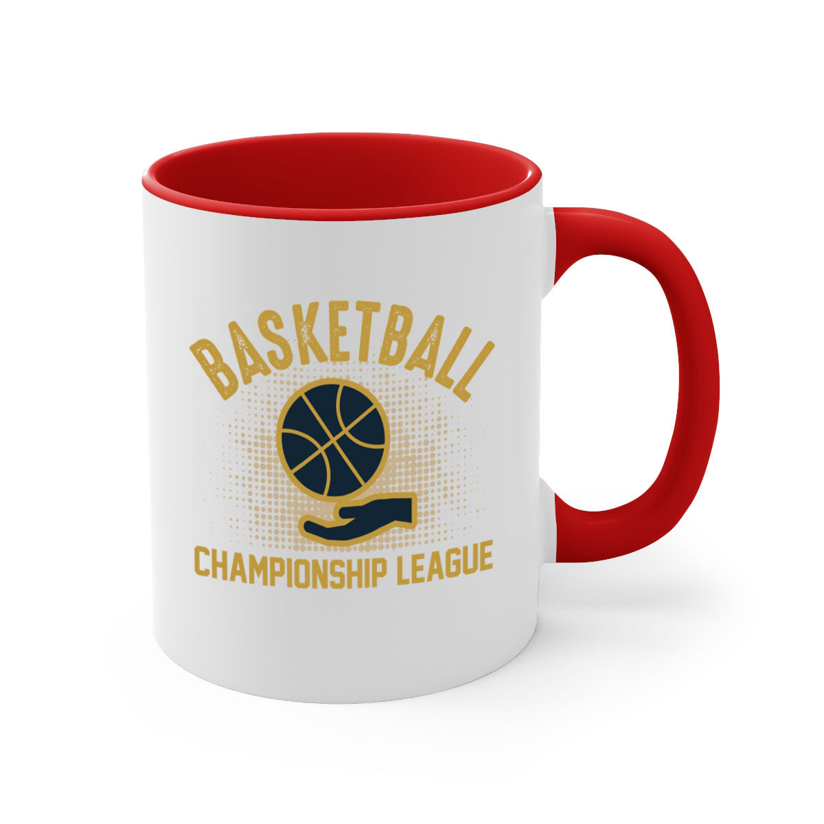 Basket 1442# basketball mug with a glossy finish, featuring a colored handle and interior, available in multiple colors.