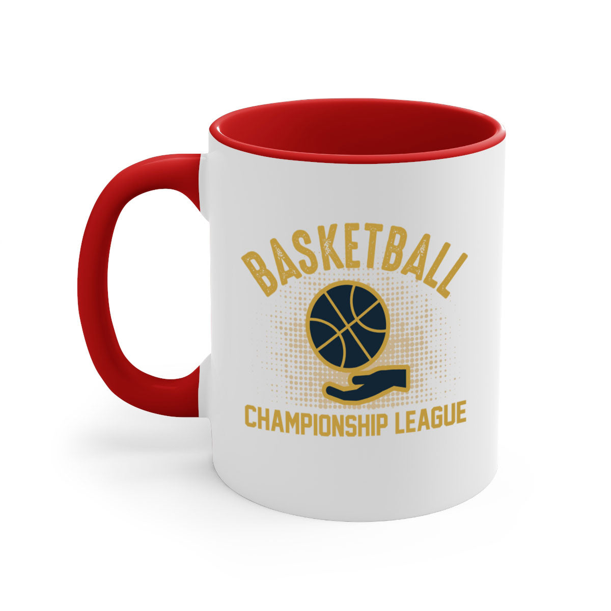 Basket 1442# basketball mug with a glossy finish, featuring a colored handle and interior, available in multiple colors.