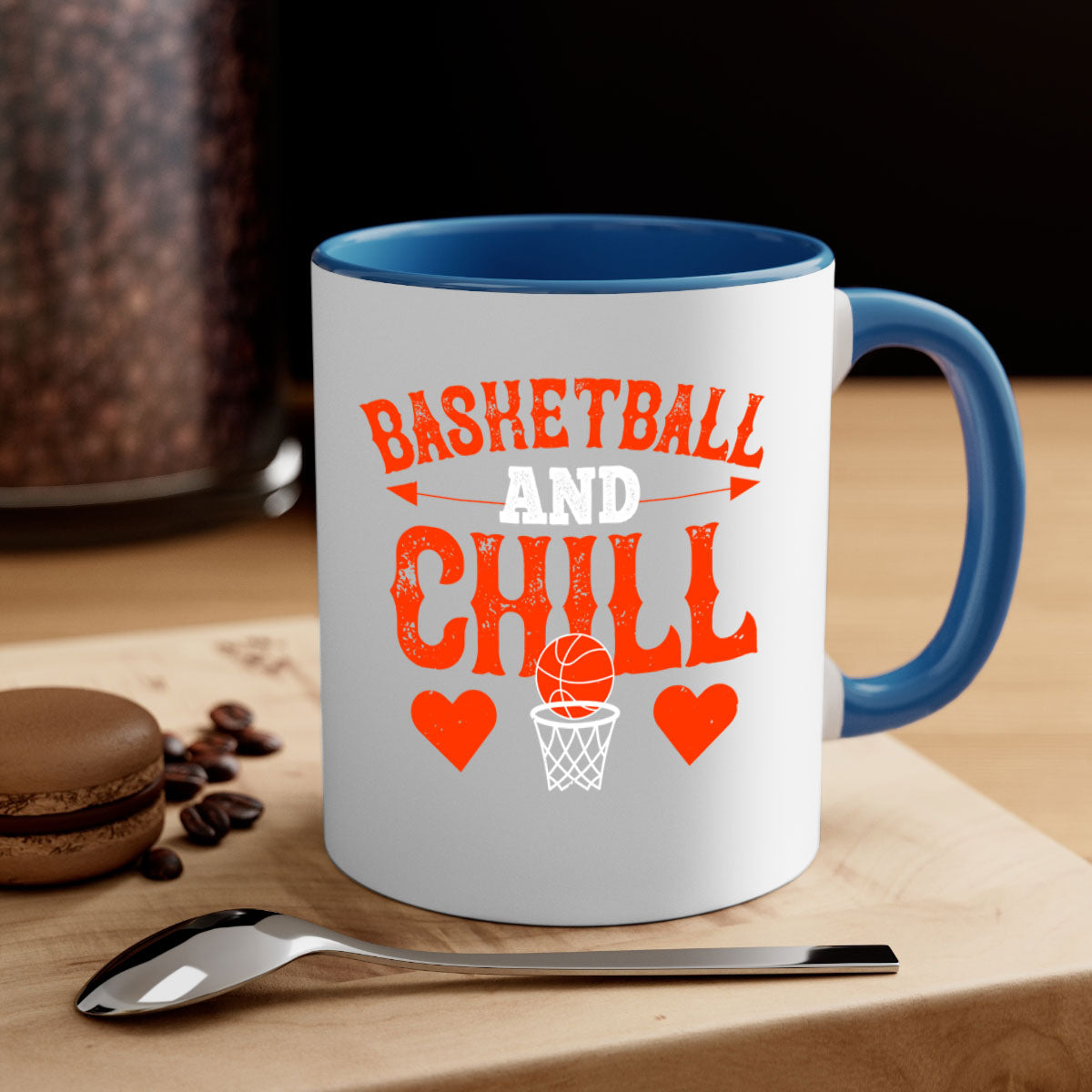 Basketball chill 2234# Mug featuring a glossy finish, colored handle, and interior, available in multiple colors and sizes.