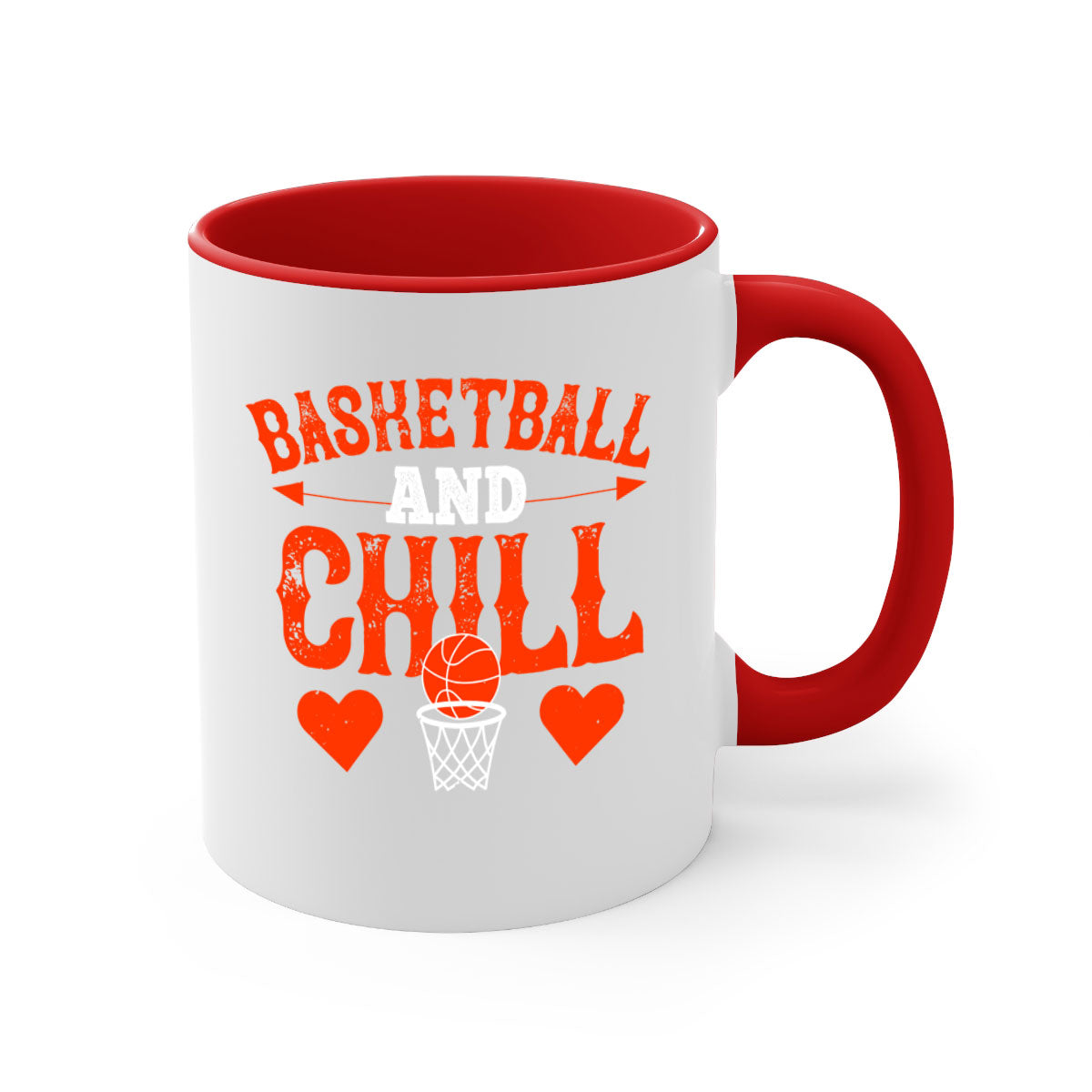 Basketball chill 2234# Mug featuring a glossy finish, colored handle, and interior, available in multiple colors and sizes.