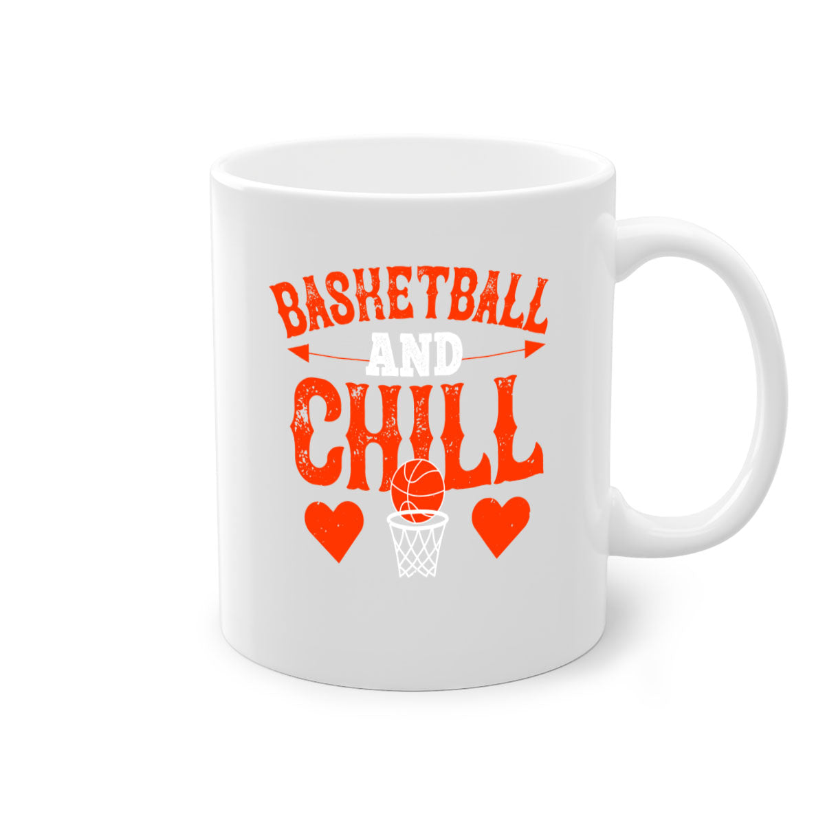 Basketball chill 2234# Mug featuring a glossy finish, colored handle, and interior, available in multiple colors and sizes.