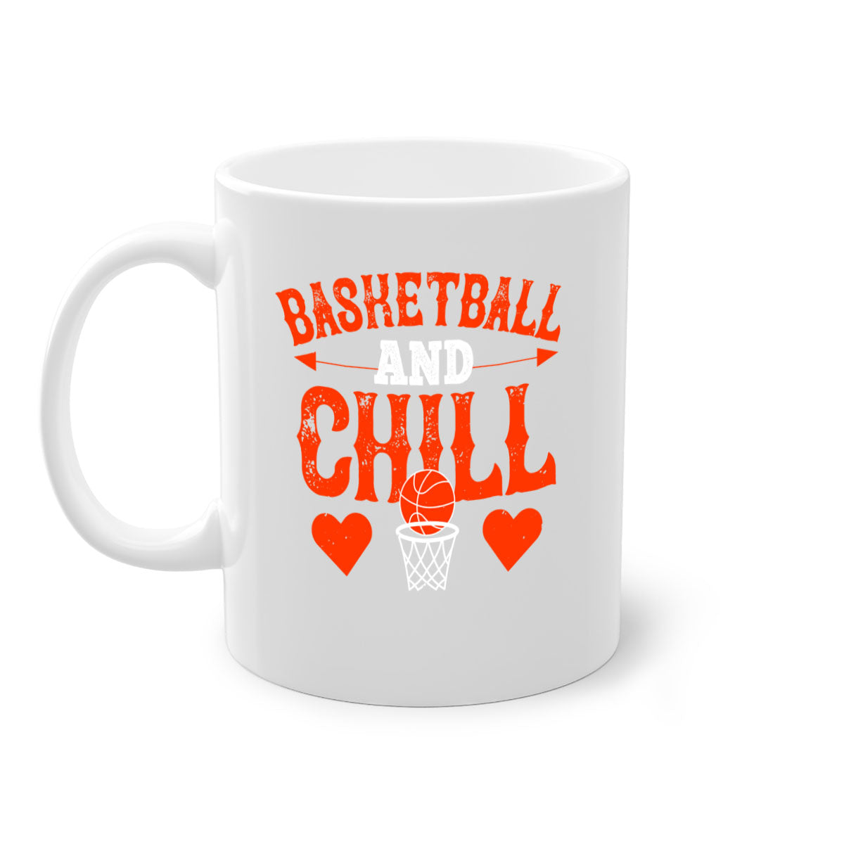 Basketball chill 2234# Mug featuring a glossy finish, colored handle, and interior, available in multiple colors and sizes.