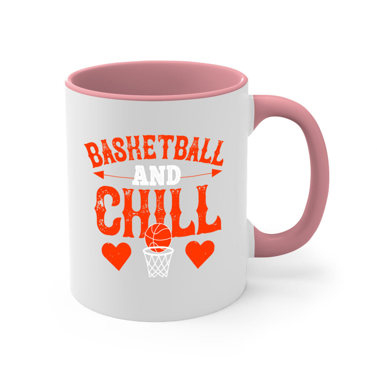 Basketball chill 2234# Mug featuring a glossy finish, colored handle, and interior, available in multiple colors and sizes.