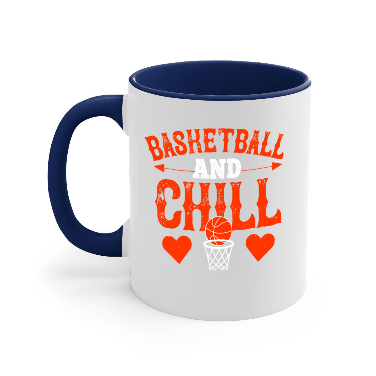 Basketball chill 2234# Mug featuring a glossy finish, colored handle, and interior, available in multiple colors and sizes.