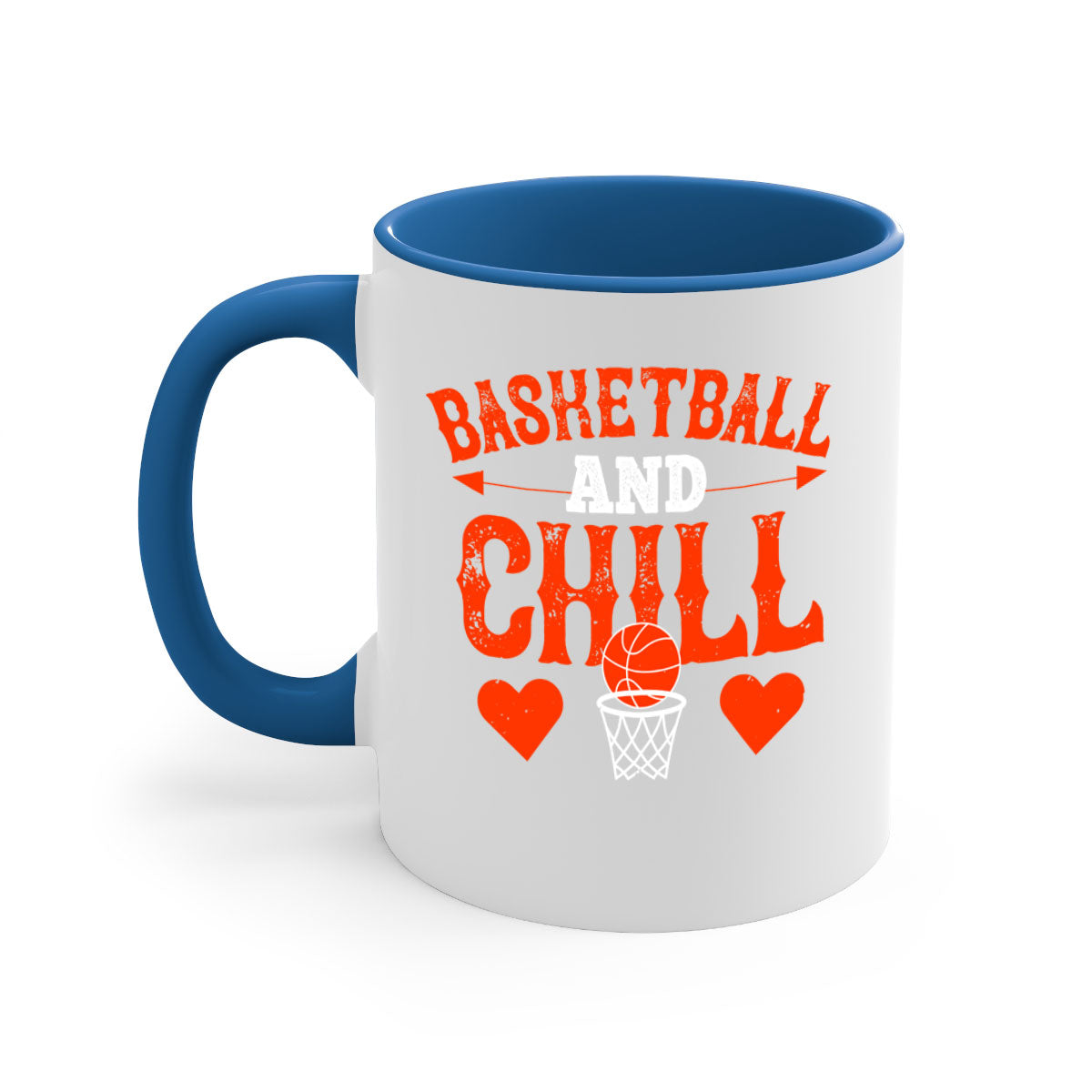 Basketball chill 2234# Mug featuring a glossy finish, colored handle, and interior, available in multiple colors and sizes.