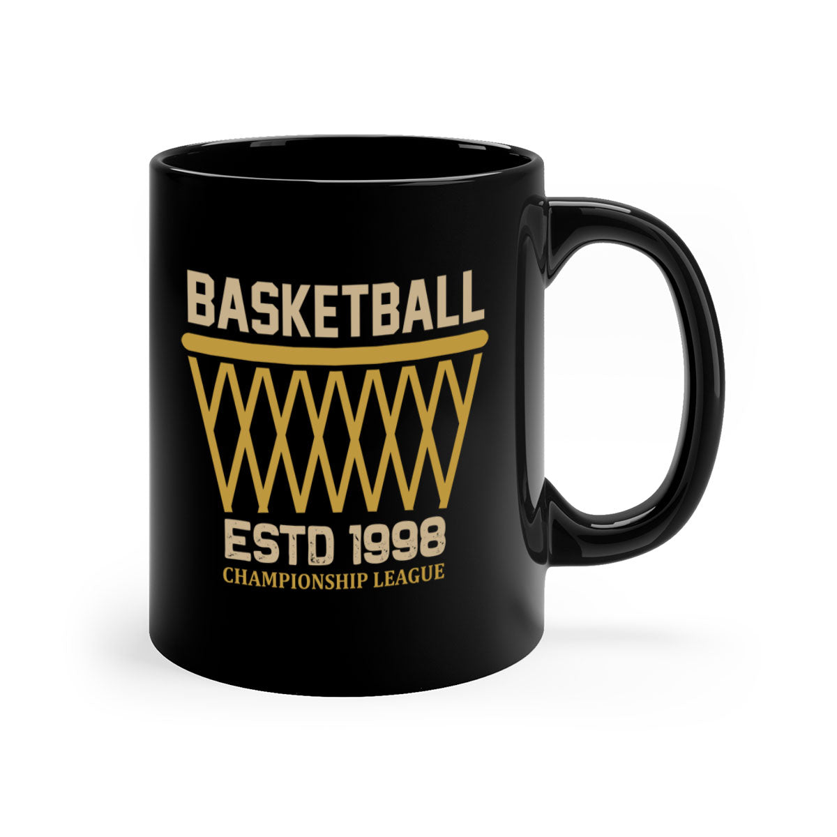 Basketball estd 1437# Mug with colored handle and glossy finish, available in multiple colors.