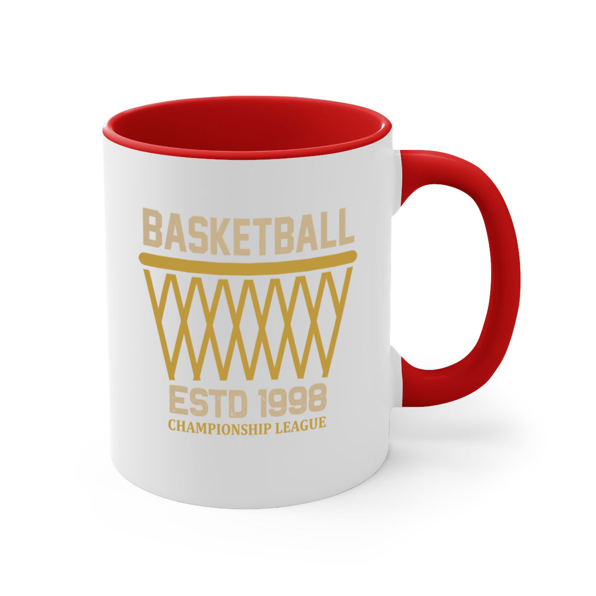 Basketball estd 1437# Mug with colored handle and glossy finish, available in multiple colors.