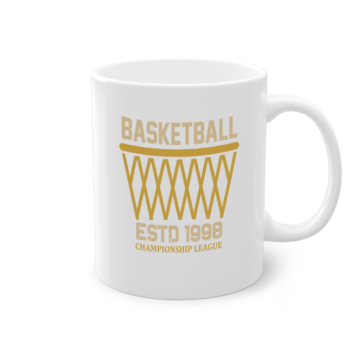 Basketball estd 1437# Mug with colored handle and glossy finish, available in multiple colors.