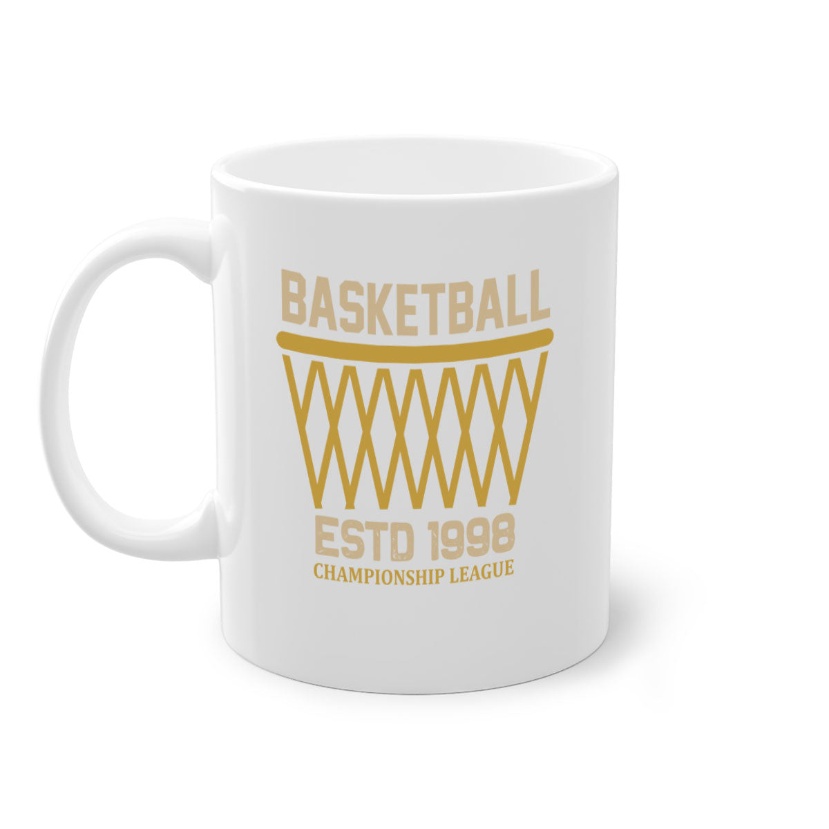 Basketball estd 1437# Mug with colored handle and glossy finish, available in multiple colors.