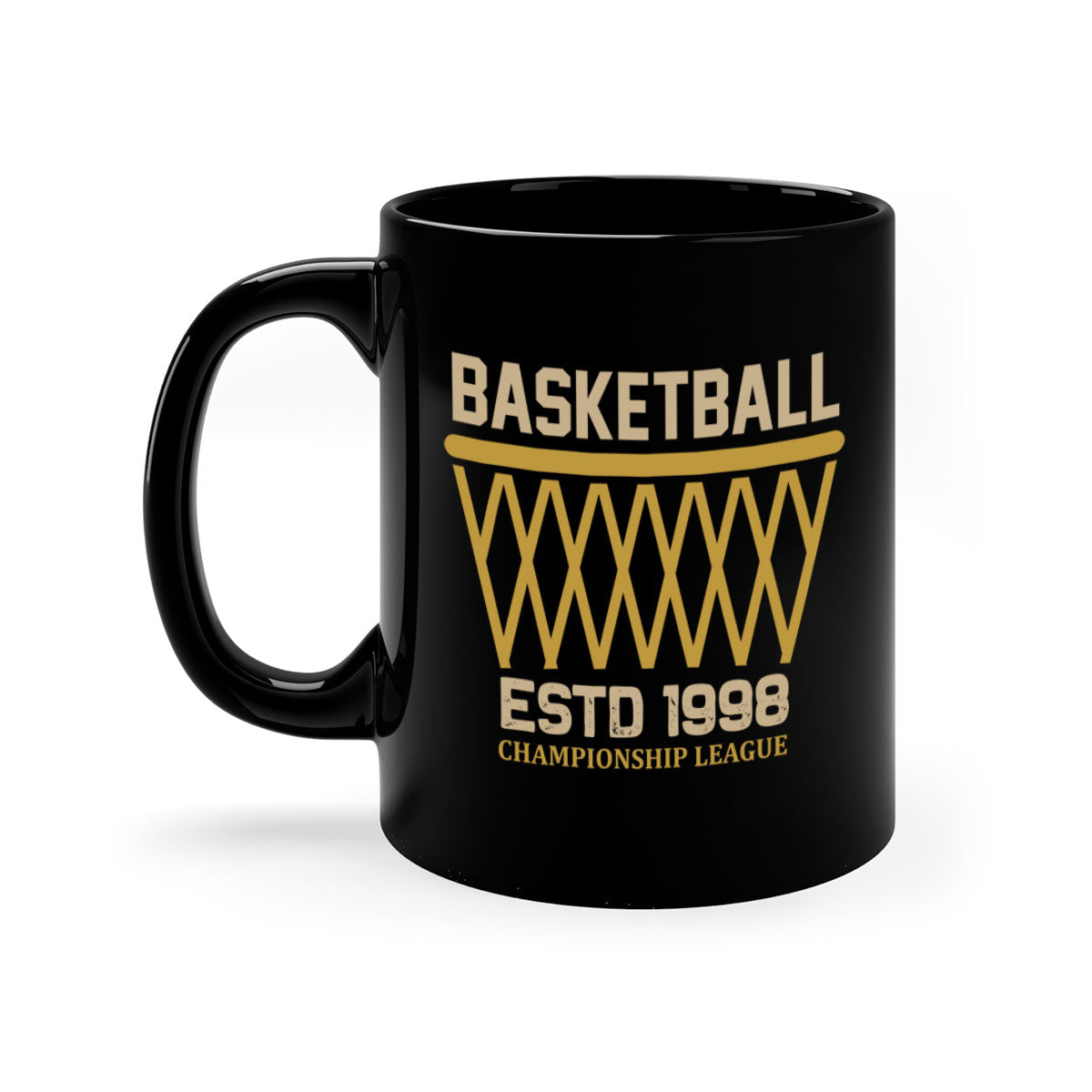Basketball estd 1437# Mug with colored handle and glossy finish, available in multiple colors.